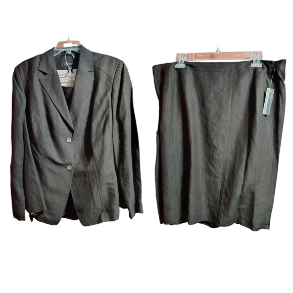 Context Woman Brown Linen Blend 2PC Suit | Size 18W | NWT - Picture 2 of 14